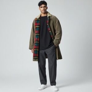 Vintage Golden Threads Brill Bros Men’s Corduroy Coat with Plaid Lining